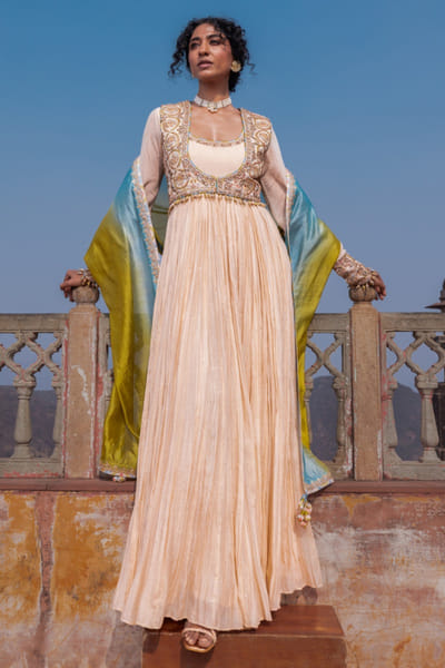Punit Balana Multicoloured embroidered anarkali jacket set PUNFEB26D139665