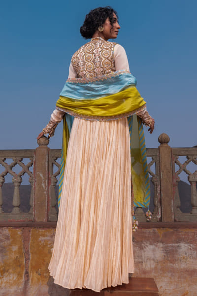 Punit Balana Multicoloured embroidered anarkali jacket set PUNFEB26D139665