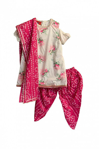 Floral kurta and dhoti set