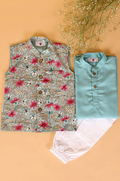 Floral Nehru jacket and kurta set