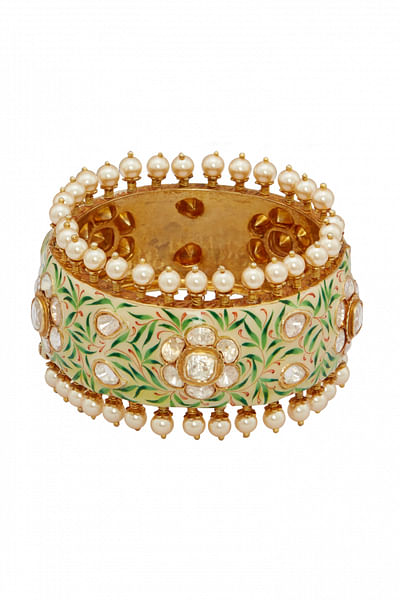 Green and gold enamelled bangle