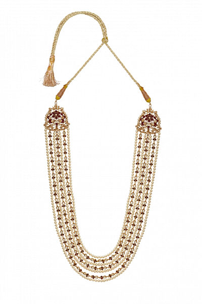Golden swarovski pearl mala necklace