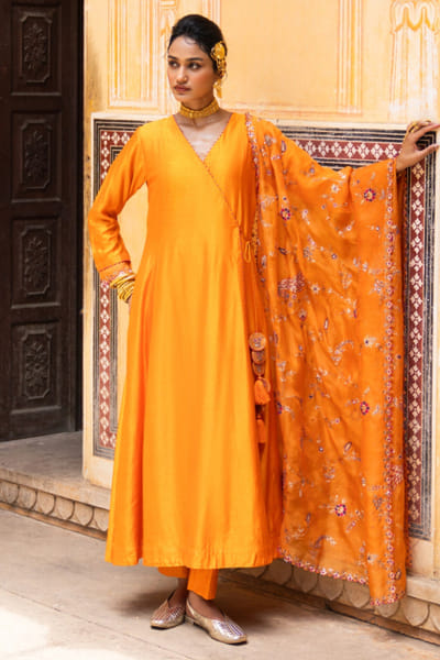Pink City by Sarika Kesariya silk chanderi angrakha set PINOCT25D135446