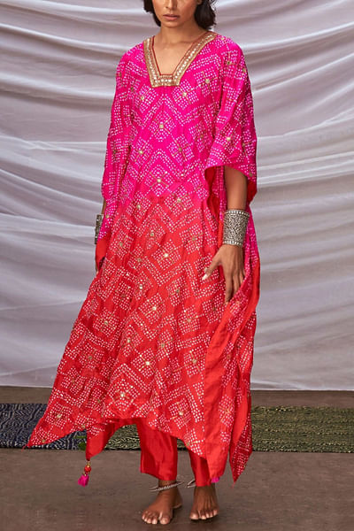 Ombre bandhani kaftan