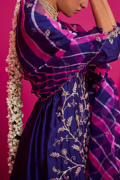 Pink City by Sarika Purple embroidered kurta and sharara set PCSAUG2221
