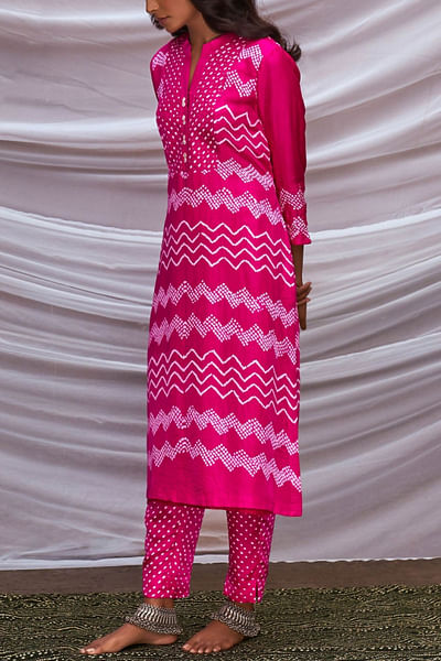 Pink bandhani kurta set