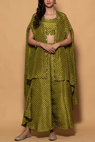 Green bandhani sharara set