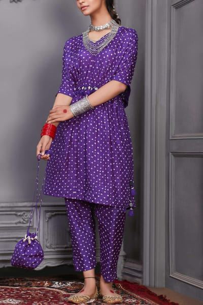 Pink City by Sarika Purple kaftan set PCSPCBS027P