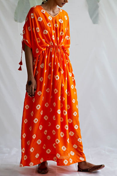 Orange shibori kaftan