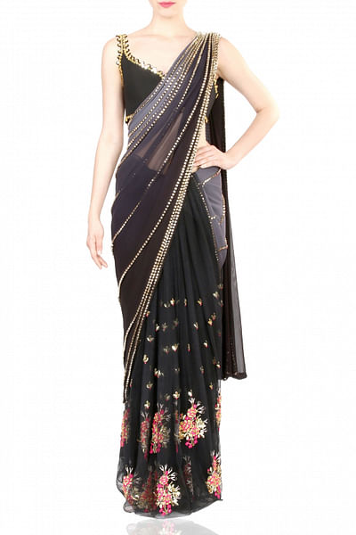 Embellished pre-stitched sari set