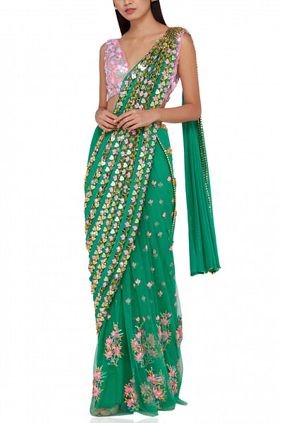Forest green sari