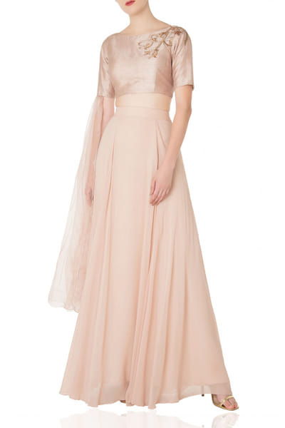 Dark nude lehenga set