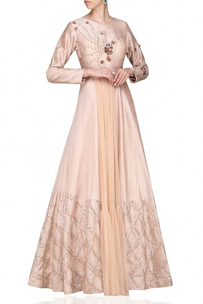 Nude embroidered gown