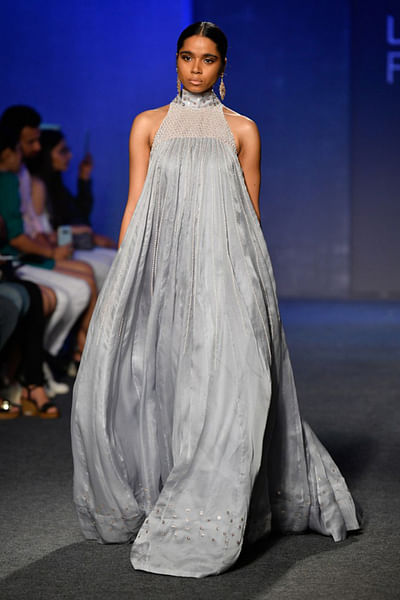 Grey embellished gown