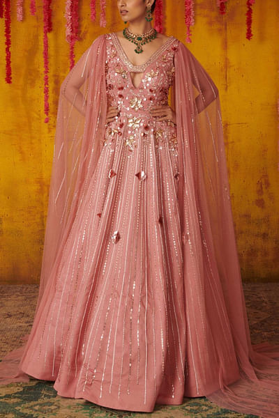 Onion pink embellished gown