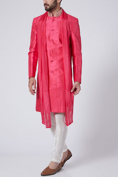 Hot pink sherwani set