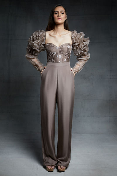 Light brown ruffle jumpsuit