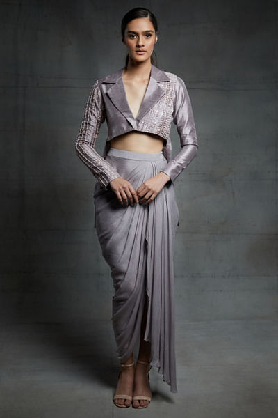 Dusky lilac dhoti set