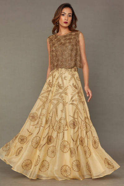 Gold handloom beaded top