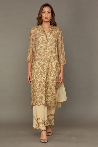 Topaz gold embroidered kurta