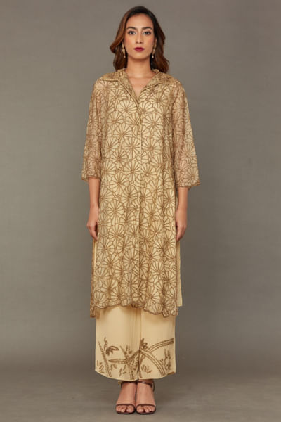 Topaz gold bead embellished pants