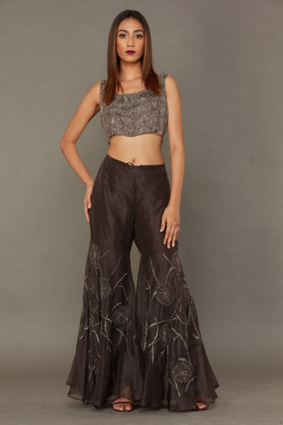 Silver embroidered blouse