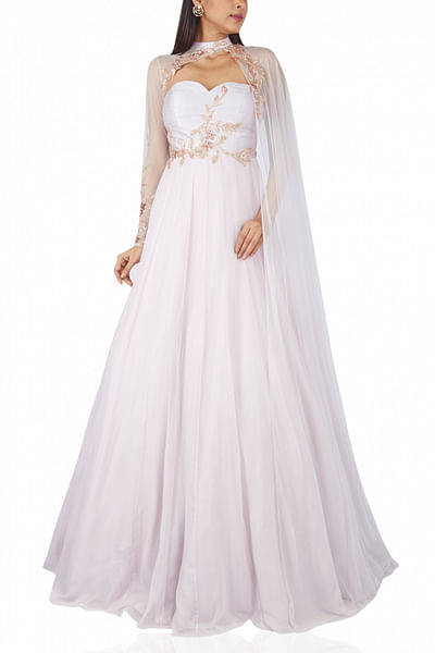Gown with cape detailing