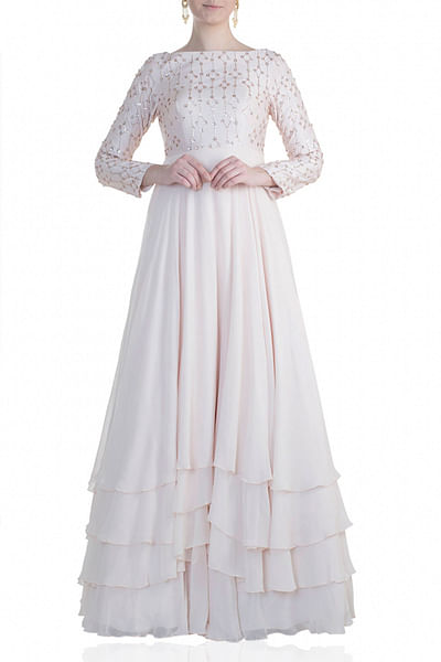 Cream embroidered gown