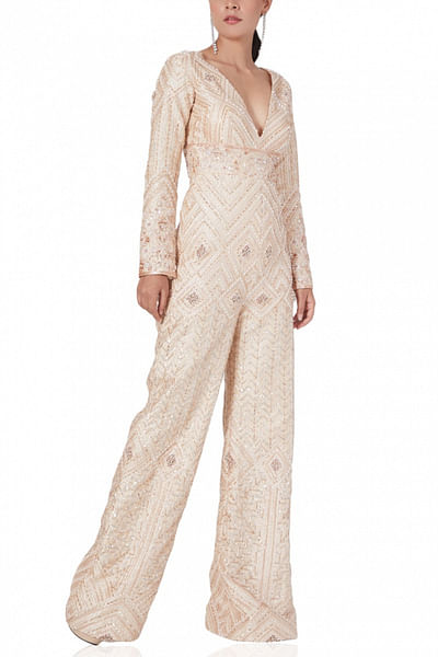 Golden embroidered jumpsuit