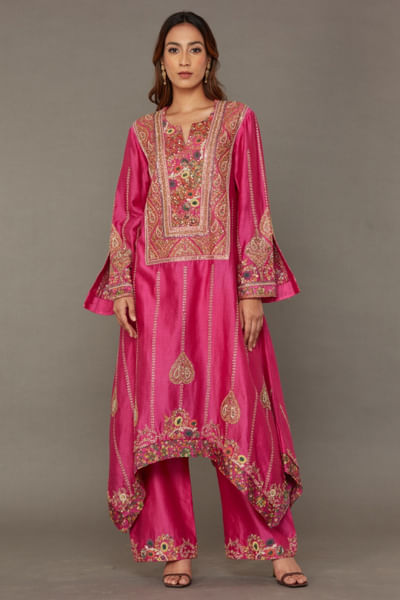 Pink embroidered kurta set