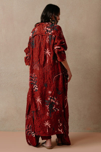 Misha Lakhani Madder brown printed wrap-jacket set MISHMAY26D343970