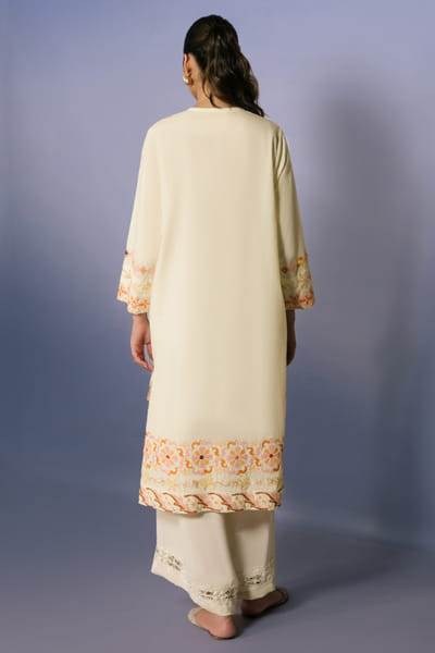 Misha Lakhani Ivory embroidered cotton kurta MISHMAY26D444254