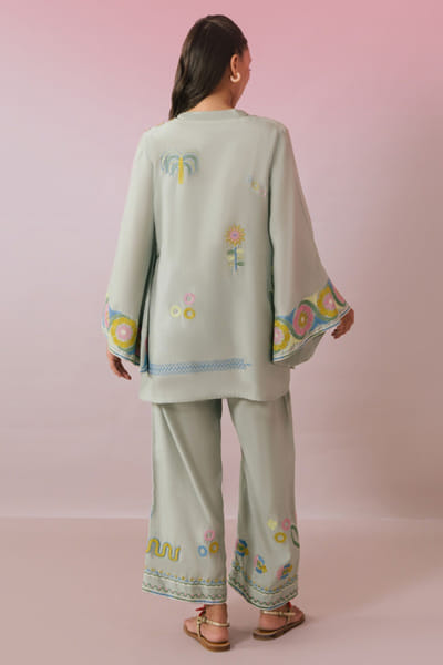 Misha Lakhani Pale blue embroidered khadi silk co-ord set MISHMAY26D444256