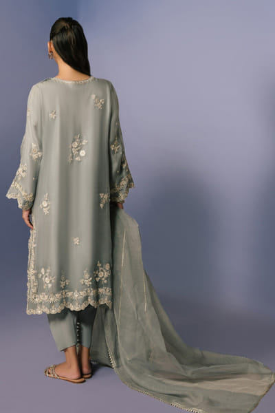 Misha Lakhani Blue zardozi embroidered kurta set MISHMAY26D444260