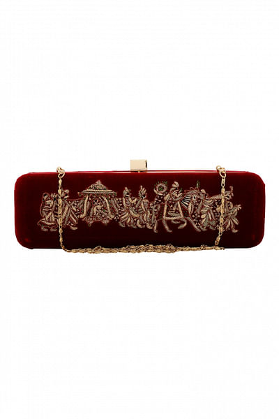 Hand embroidered clutch
