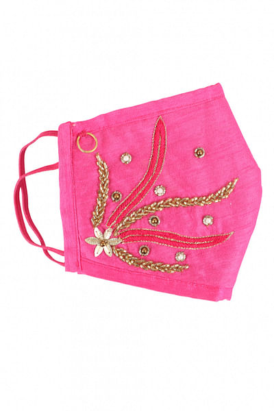 Rani pink embroidered face mask