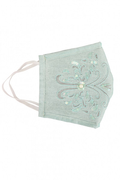 Mint green embroidered face mask