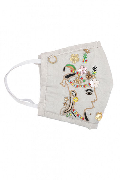Multicoloured embroidered face mask