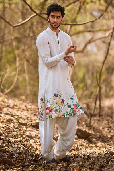 Off-white floral printed kurta set
