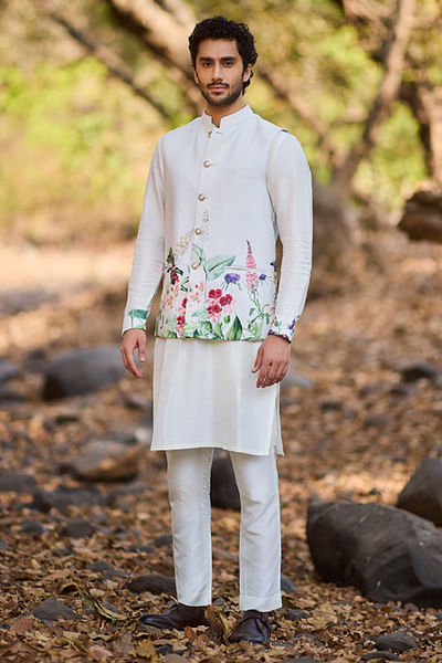 White floral printed bandi set