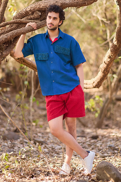 Blue embroidered shirt