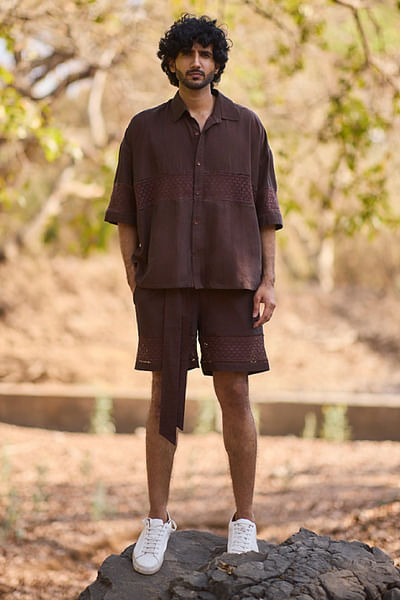 Brown crochet shirt