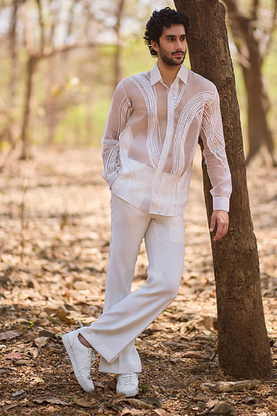 Ivory cord work shirt
