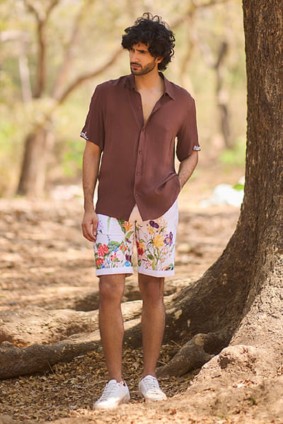 Brown crepe shirt