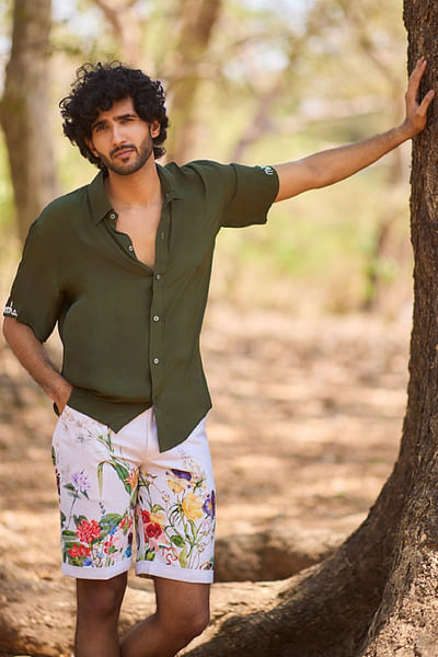 Olive crepe shirt