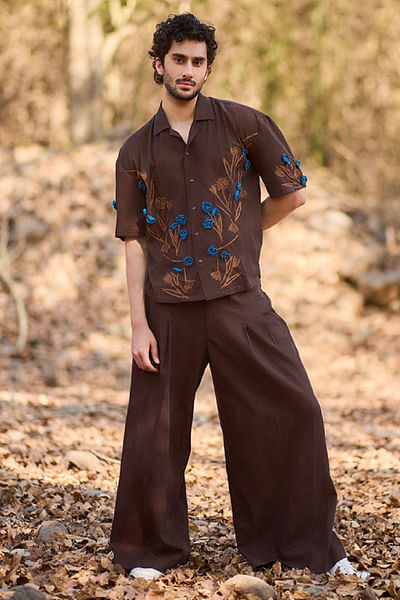 Brown embroidered shirt
