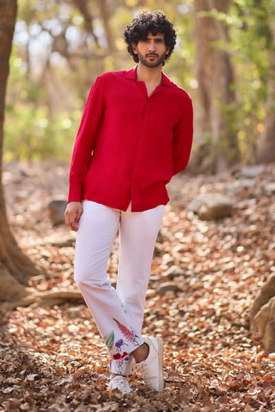 Red mul silk shirt