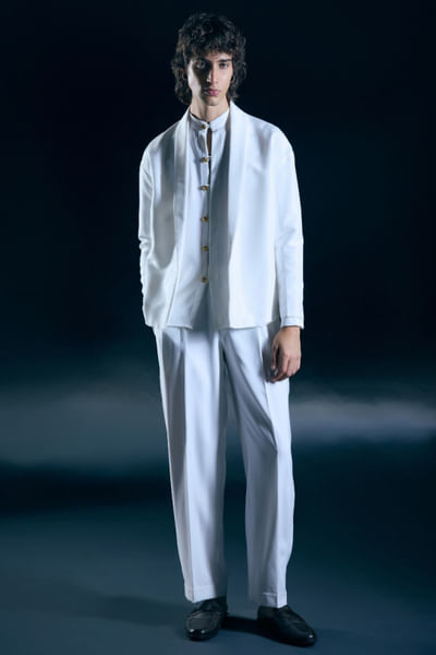 Ivory satin jacket set