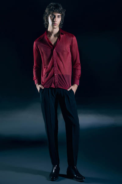 Flame red sheer shirt