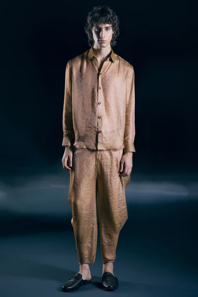 Solar gold chiffon shirt and pants